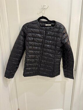 Bossini Black Lightweight Puffer Down Jacket Snap Closure, Size L, EUC